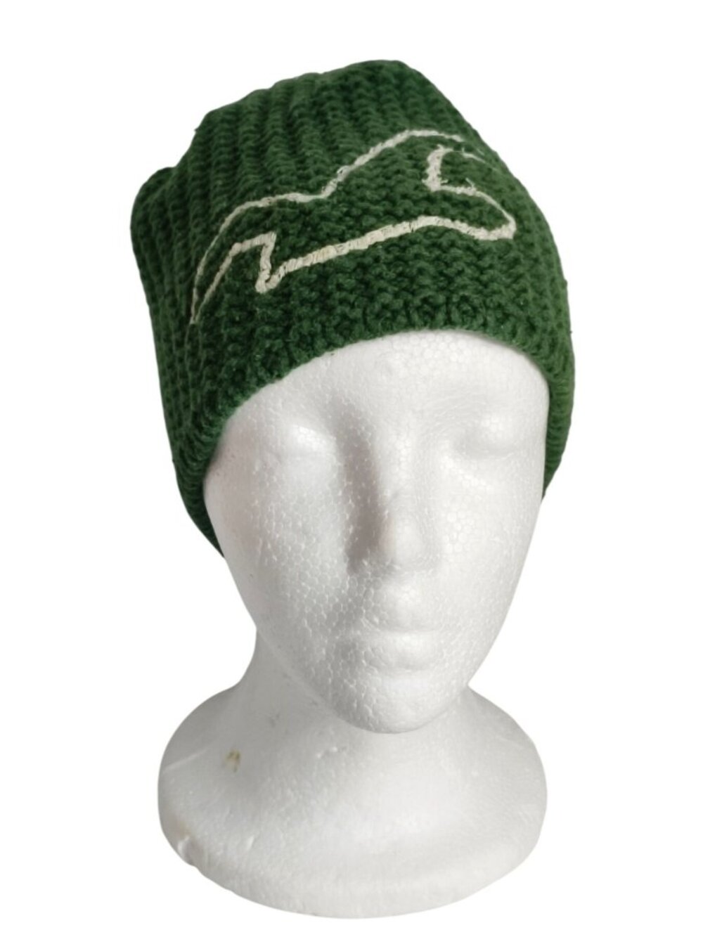 Vtg Hollister Kelly Green Knit Beanie Hat Embroidered Logo OS Winter Accessory